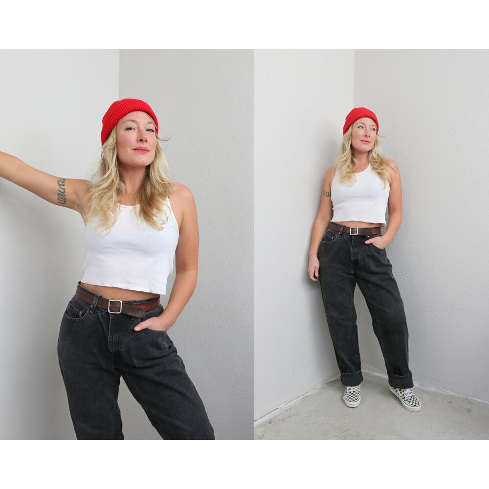1990's Vintage Levi's 550 USA Made Black Jeans ~ Women's MD LG 33" to 34" Waist